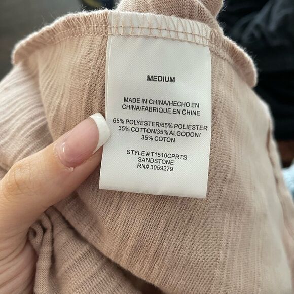 Thread & Supply Cotton Blend V- Neck Tank Top Medium Pale Pink - Picture 5 of 5